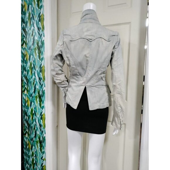 Parasuco Western Y2K Denim Blazer Jacket M Steampunk Prairie Cowboy - Picture 4 of 12
